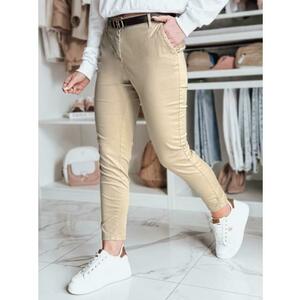 Női slim fit nadrág övvel LINESKA sötét bézs kép