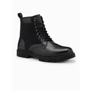 Férfi magas túracipő kombinált anyagokból – fekete V1 OM-FOBO-0174 kép