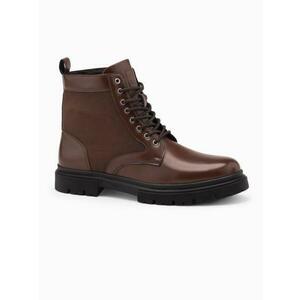 Férfi túracipő magas felsőrésszel kombinált anyagokból – sötétbarna V2 OM-FOBO-0174 kép