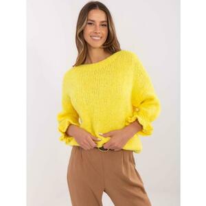 Sárga egyszínű női túlméretezett pulóver kép