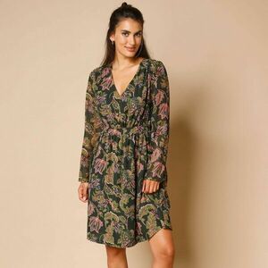 Rövid ruha V-nyakkal, nyomtatott voile-val kép