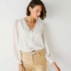 Hímzett voile blúz csipkével kép