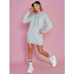 TIMMY női hosszú pulóver, kapucnis, oversize, világosszürke kép