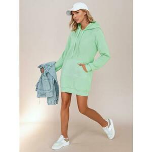 Női hosszú pulóver kapucnival, oversize TIMMY menta kép