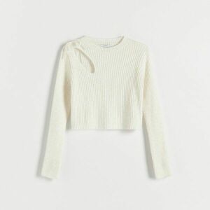 Reserved - Díszkivágásos pulóver - Krém kép