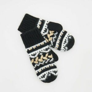 Reserved - Mintás egyujjas kesztyű gyapjúkeverékből - Fekete kép