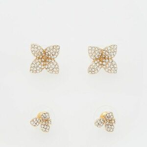 Reserved - 2 pár fülbevaló szögletes cirkóniákkal - Arany kép