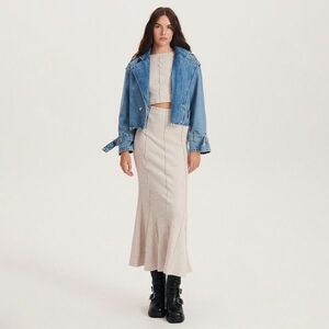 Reserved - Szoknya dekoratív öltéssel - Krém kép