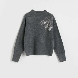 Reserved - Pulóver dekoratív rátéttel - Szürke kép