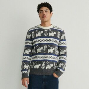 Reserved - Mintás pulóver gyapjúkeverékből - Világosszürke kép