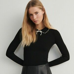 Reserved - Blúz dekoratív gallérral - Fekete kép