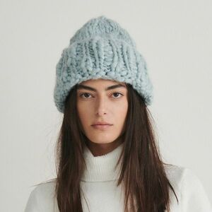 Reserved - Dekoratív szövésű sapka - Kék kép