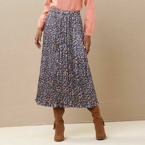 Hajtogatott szatén nyomott midi szoknya kép