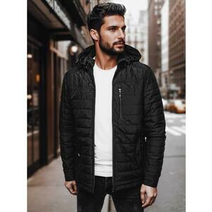 Férfi steppelt kabát kapucnival, fekete kép