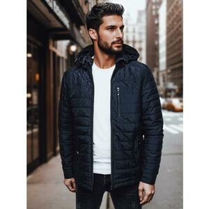 Férfi steppelt kabát kapucnival, sötétkék kép