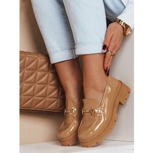 Női mokaszin lakkozott bőrből ELEGANCI khaki kép