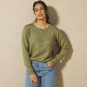 Pulóver tunéziai nyakkivágással és aranyszínű részletekkel kép