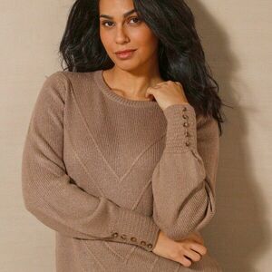 Mintás pulóver dekor gombokkal kép