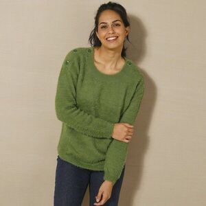 Díszgombos pulóver, gyapjúból kép