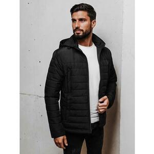 Férfi steppelt kabát kapucnival, fekete kép