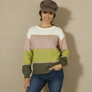 Pulóver színes csíkokkal és arany szálakkal kép