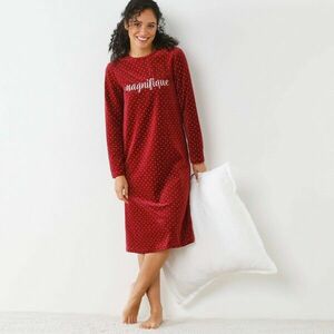 Velúr hálóing pöttyös és hímzéssel kép