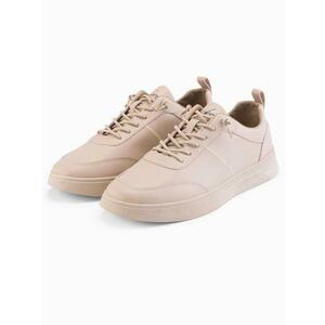 Férfi egyszínű sportcipő varrással – bézs V2 OM-FOCS-0159 kép