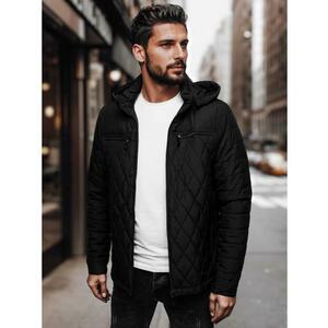 Férfi steppelt kabát kapucnival, fekete kép