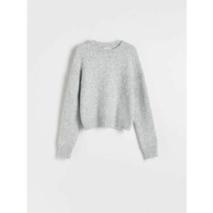 Reserved - Pulóver gyöngydíszítéssel - Világosszürke kép