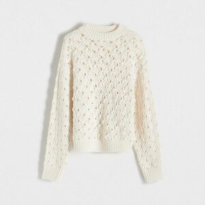 Reserved - Áttört pulóver - Krém kép