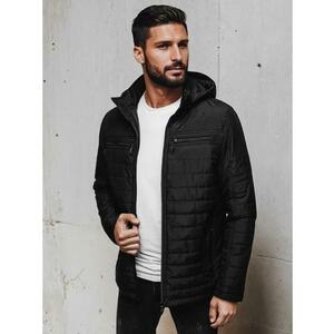 Férfi steppelt kabát kapucnival, fekete kép