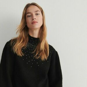 Reserved - Pulóver strasszköves díszítéssel - Fekete kép