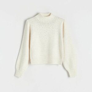 Reserved - Pulóver strasszköves díszítéssel - Krém kép