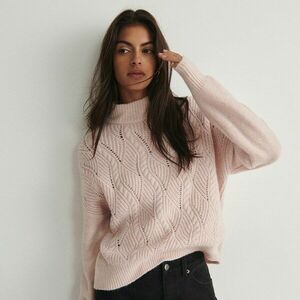 Reserved - Dekoratív kötésű pulóver - Rózsaszín kép