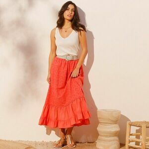 Hosszú fodros szoknya angol hímzéssel kép