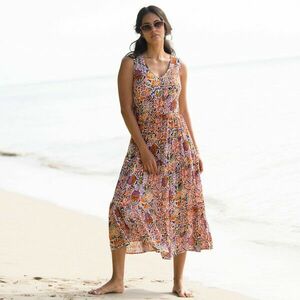 Hosszú krepp ruha mintával kép