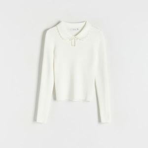 Reserved - Blúz dekoratív gallérral - Krém kép