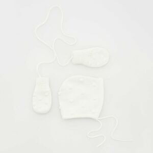 Reserved - Főkötő és egyujjas kesztyű, szettben - Fehér kép