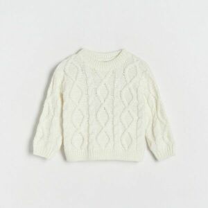 Reserved - Dekoratív kötésű pulóver - Krém kép