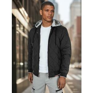 Férfi steppelt kabát kapucnival, fekete kép