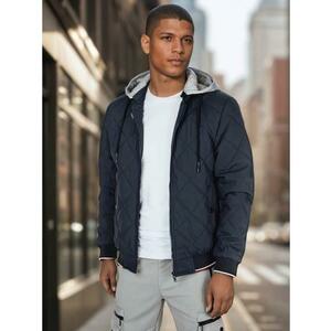 Férfi steppelt kabát kapucnival, kék színű kép