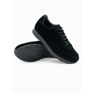 Férfi sportcipő öko bőrből, szarvasbőr felülettel – fekete V1 OM-FOCS-0161 kép