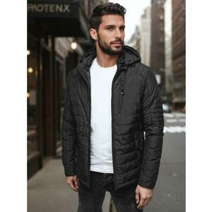 Férfi steppelt kabát kapucnival, fekete színű kép