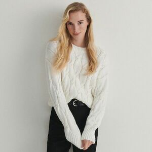 Reserved - Dekoratív, kötött pulóver - Krém kép