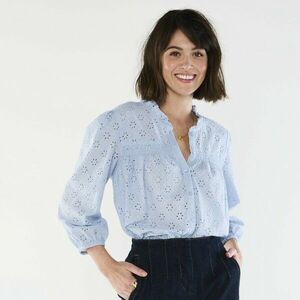 Madeira blúz fodros fodros és 3/4-es ujjakkal kép