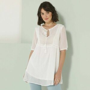 Egyszínű tunika pöttyös hímzéssel, újrahasznosított poliészterből. kép