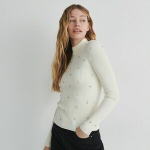 Reserved - Pulóver ékszeres applikációval - Krém kép