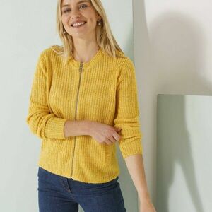 Pulóver cipzárral, egyszínű mintával kép