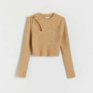 Reserved - Díszkivágásos pulóver - Bézs kép