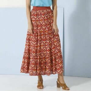 Hosszú fodros szoknya ikat stílusú mintával kép